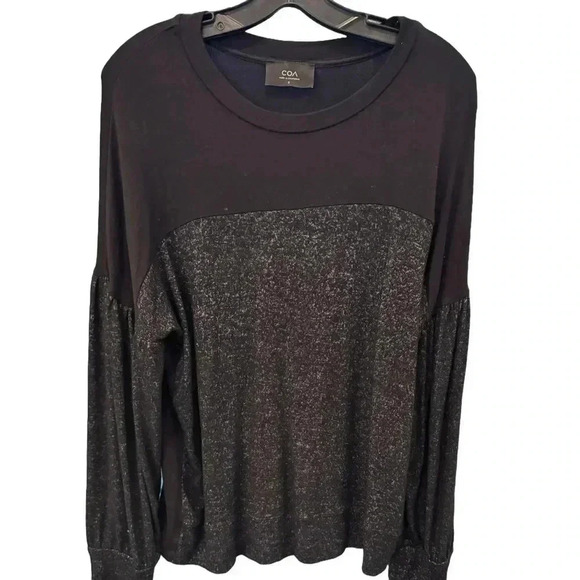 COA Women’s Pullover Black & Gray Bishop Sleeve Crew Neck Sz 3 (L) - Picture 1 of 8
